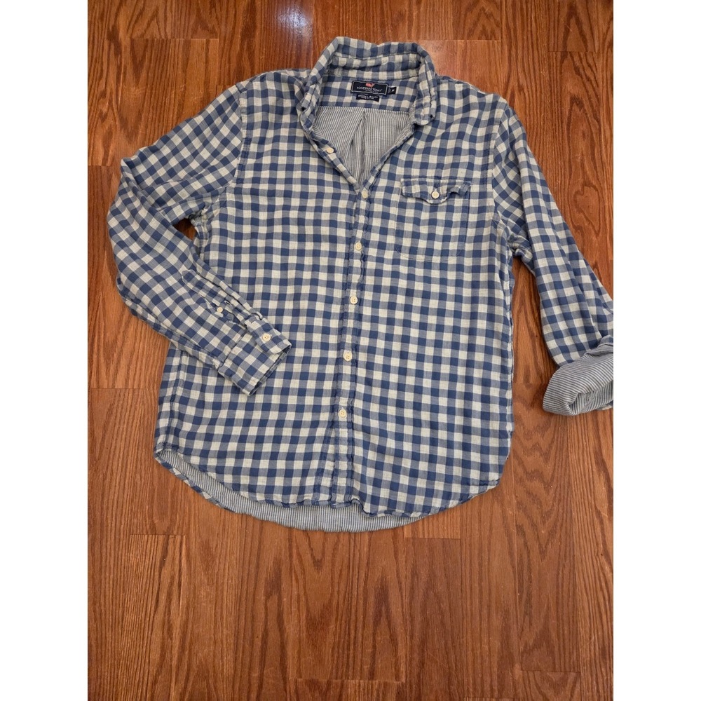 Vineyard Vines Crosby Shirt Men's Blue Gingham‎ Button Down Long Sleeve Size M